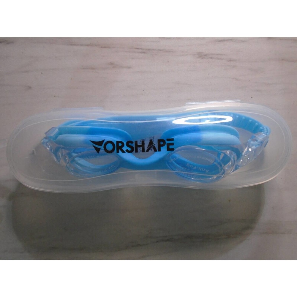 Orshape Swim Goggles Adult Size UV Blocking With Case Anti Fog Aqua